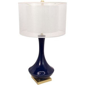 Ceramic 32" Bottle Table Lamp w/ Double Shade, Navy