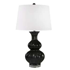 Ceramic 30" Double Gourd Tablelamp, Black