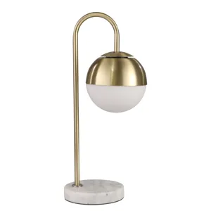 Metal 22" Orb Lamp With Marblebase, Gold
