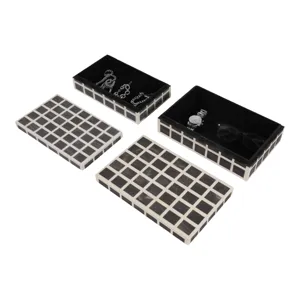 S/2 10/11" Etched Squares Resin Boxes, Ivory/brown