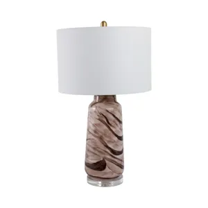 29x17" Swirled Glass Table Lamp, Brown
