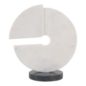 11x10" Modern Marble Sculpture On Base, Wht/blk