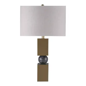 28" Iron And Marble Table Lamp Kd