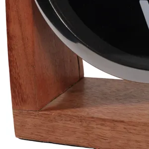 7x7\" Clock On Wood Base, Natural/silver