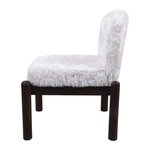 35x29" Faux Fur Accent Chair, White