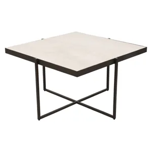 31x18\" Marble & Forged Metal Coffee Table, Beige/b