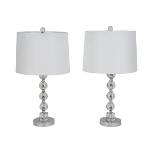 S/2 22" Crystal Table Lamp, Silver