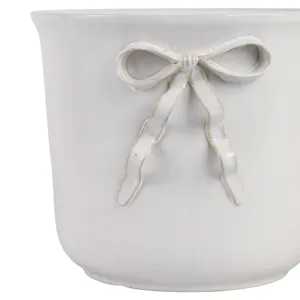 S/2 9/11\" Pretty Bow Planters, White