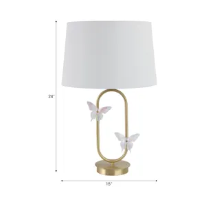 24x15\" Metal Table Lamp With Glass Butterflies, Go
