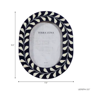 5x7 Vine Inlay Oval Photo Frame, Navy/ivory