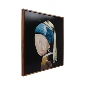 47x47 Hand Painted Girl With Pearl Earring, Multi