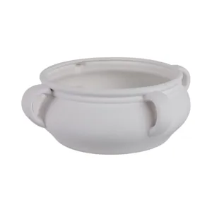 12\" Textured Bowl With Handles, White
