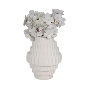 8\" Textured Staggered Vase, White