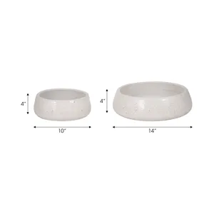 S/2 10/14\" Terracotta Bowls, White Crackle