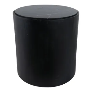18x18 Marble Inlay Rnd Accent Table, Blk/wht