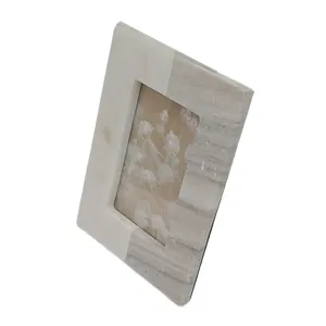 4x6 2-tone Marble Photo Frame, Beige/white