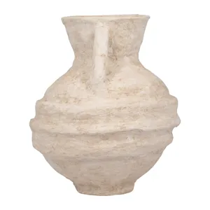Paper Mache, 15\" Vase With Handles, White