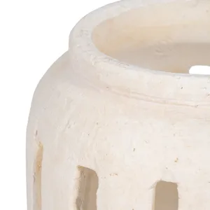 8\" Round Lantern Hurricane With Open Slats, White