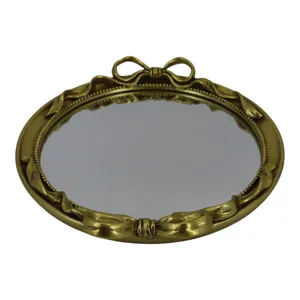 S/2 12/16\" Coquette Bow Trays, Gold