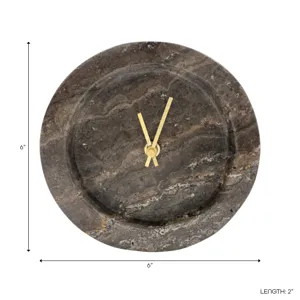 6x6\" Dark Travertine Marble, Clock