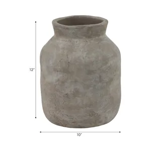 12x10\" Terracotta Milk Vase, Gray
