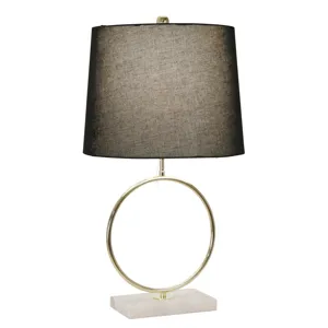 Metal 28" Ring Table Lamp W/marble Base, Gold