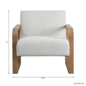 34x31" Open Arm Accent Chair, Ivory/brown