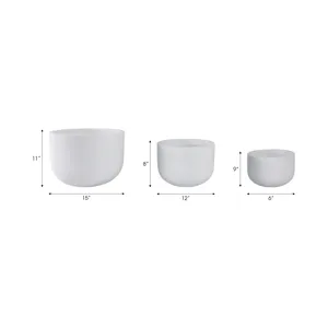 S/3 9/12/15\" Rounded Cement Planters, White