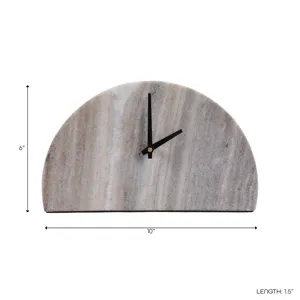 10x6\" Half Dome Marble Clock, Beige