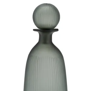 Glass, 17"h Vase W/ Lid, Green/smoke