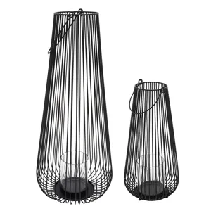 Metal, 25"h Wire Lantern, Black