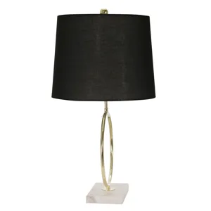 Metal 28" Ring Table Lamp W/marble Base, Gold