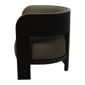 32x30" Curved Accent Chair, Green/brown