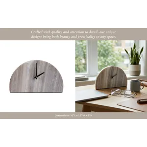 10x6\" Half Dome Marble Clock, Beige