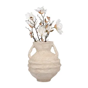 Paper Mache, 15\" Vase With Handles, White