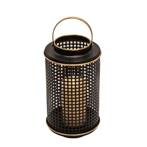 Metal 12" Grid Candle Holder, Black