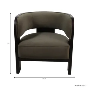 32x30" Curved Accent Chair, Green/brown