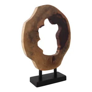 19x14" Open Wood Disc On Stand, Brown/black