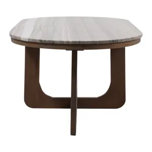 45x25\" Morchana Marble Top Coffee Table, Gray/brow