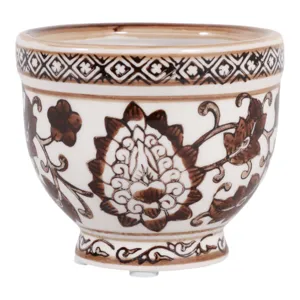 4\", 6oz Bowl Chinoiserie Candle, Brown/white