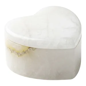 3" Heart Shaped Box, Alabaster