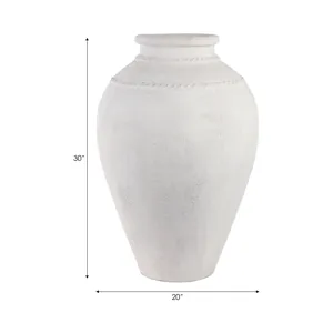 30\" Terracotta Floor Vase, Ivory