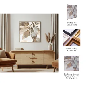 40x40\" Handpainted Fall Leaves, Brown