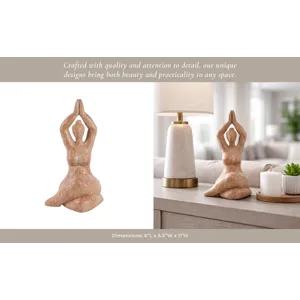 Ec Resin 11" Namaste Female Yoga Figurine, Brown