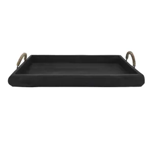 S/2 Wood Trays, Black