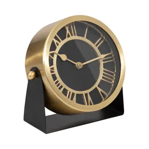 Metal Table Clock 7\'\' Gold Black