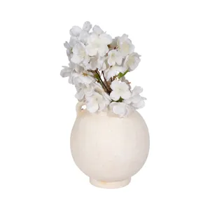 7\" Bulbous Jug With Handle, White