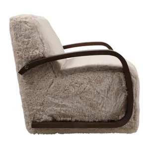 32x31" Faux Fur Accent Chair, Ivory/brown
