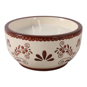 6\" 10 Oz Coffee Hand Painted Candle, Brown/ White