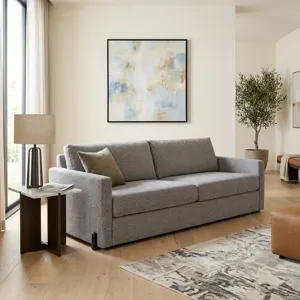 94x39" Modern Chenille Sofa, Gray/brown